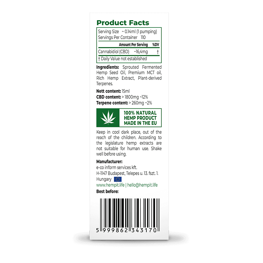 HEMPIT HEMP!TERP Rest 12% CBD Olaj Terpénekkel