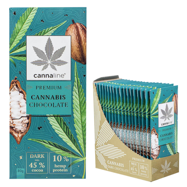 Cannaline Prémium Cannabis Étcsokoládé 10% Kenderfehérjével (80g)