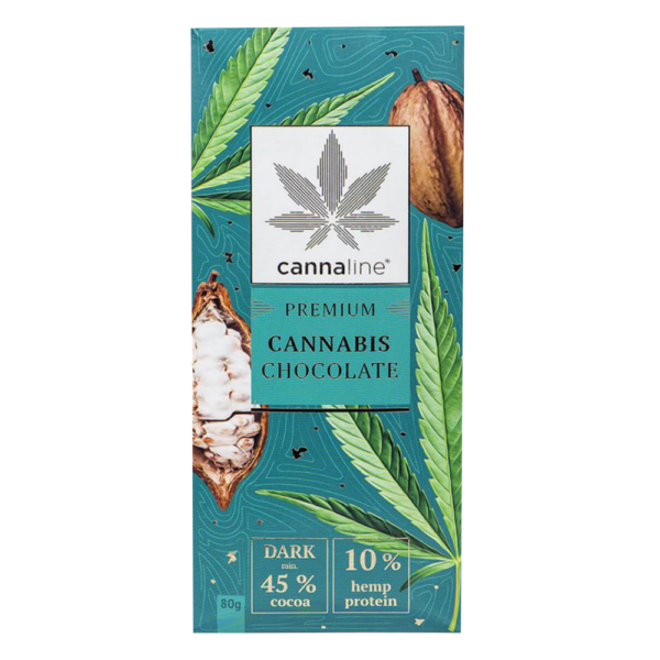 Cannaline Prémium Cannabis Étcsokoládé 10% Kenderfehérjével (80g)