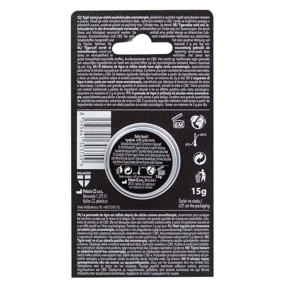 Palacio Tiger Hagyományos Aromaterápiás Tigris Balzsam CBD-vel 15g
