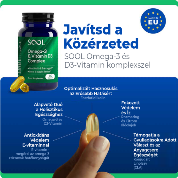 Reakiro SOOL Omega-3 és D3-vitamin Komplex Lágyzselatin Kapszula (90db)